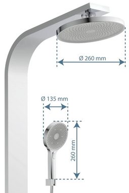 Schütte Duschsäule SAMOA RAIN, 3 Strahlart(en), in verschiedenen Ausführung erhältlich, Regendusche mit Thermostat und Glasablage, Handbrause mit 3 Funktionen