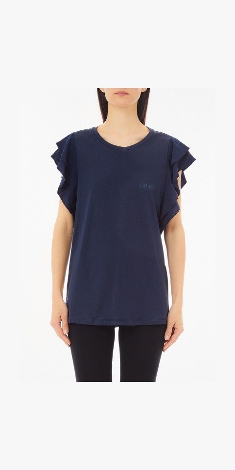 Liu Jo T-Shirt – Elegantes Shirt mit Rüschenärmeln & Logo-Detail