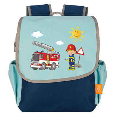 Mein Zwergenland Kinderrucksack Happy Knirps Next® Feuerwehrauto und Feuerwehrmann, Brustgurt, Reflektierende Nähte