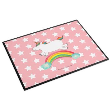 Mr. & Mrs. Panda Schreibtischunterlage Einhorn Regenbogen - Rot Pastell - Geschenk, Schreibwaren, Unicorn, E, (1 tlg)