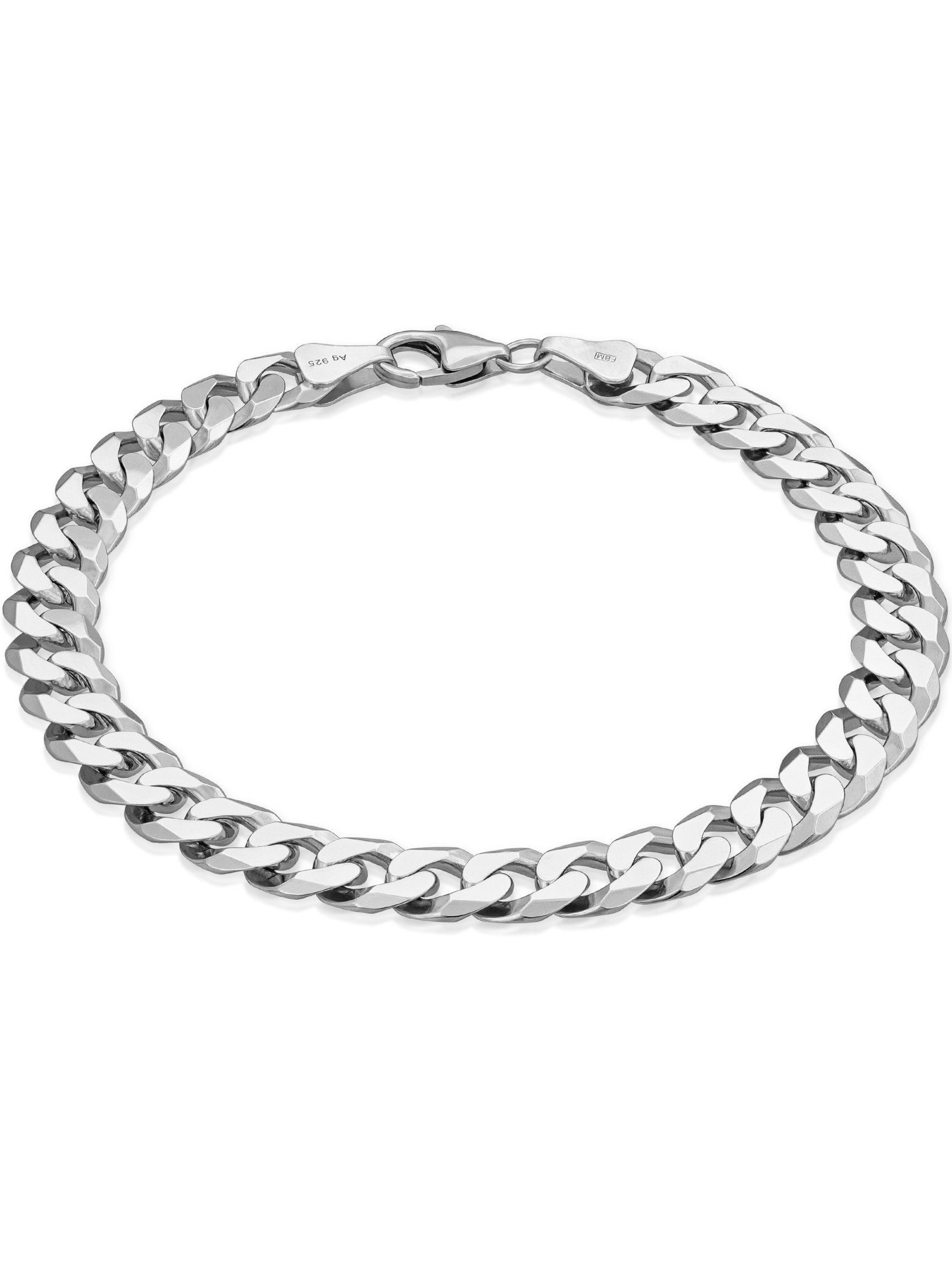 modabilé Armkette Armband Panzerkette rhodiniert 7,8mm 925 Silber, Armkettchen Herren 21cm, robust, Made in Germany