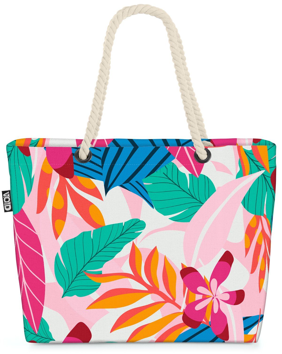 VOID Strandtasche (1-tlg), Dschungel Palmen bunt Blumen bunt Dschungel Blumen farben Palmen wild