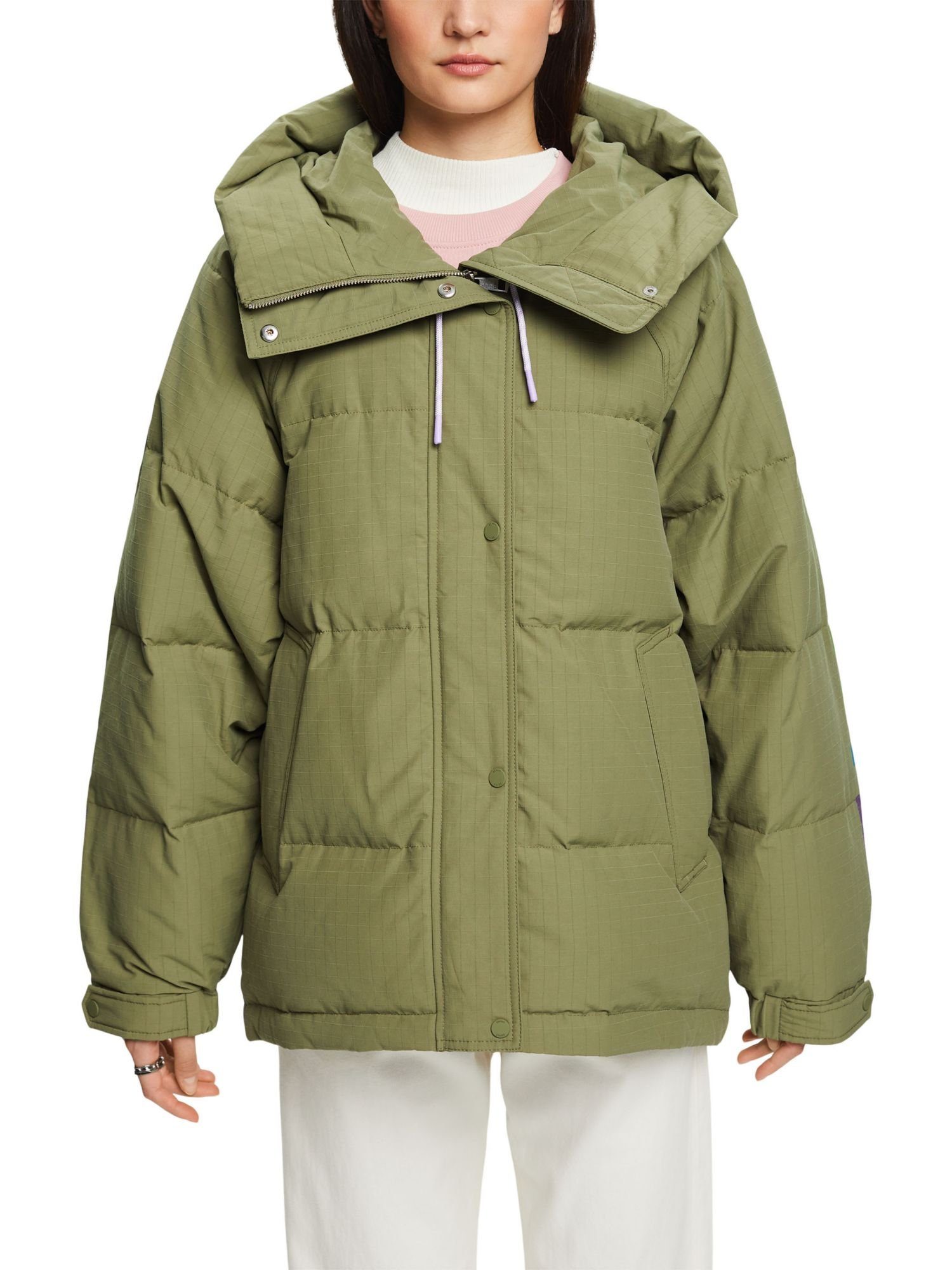 Esprit Winterjacke Logo-Steppjacke mit Daunen KHAKI LIGHT