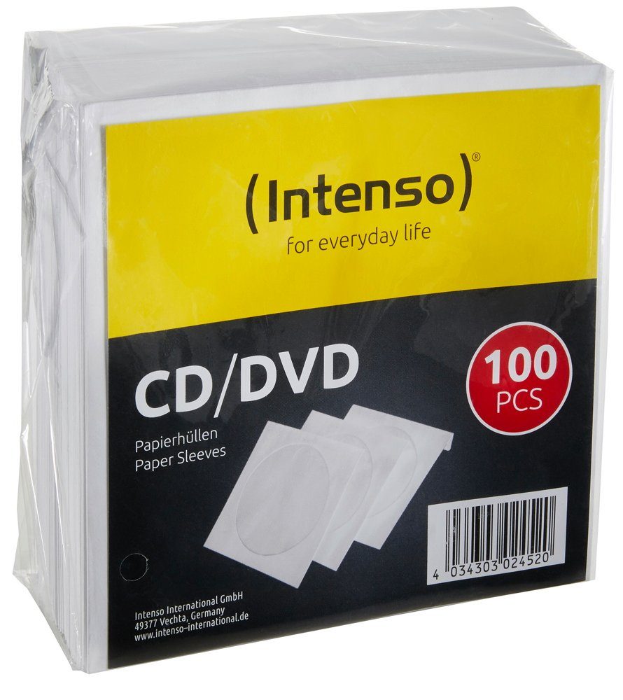 Intenso CD-Hülle 100 Papiertaschen mit Fenster für je 1 BD / CD / DVD weiß