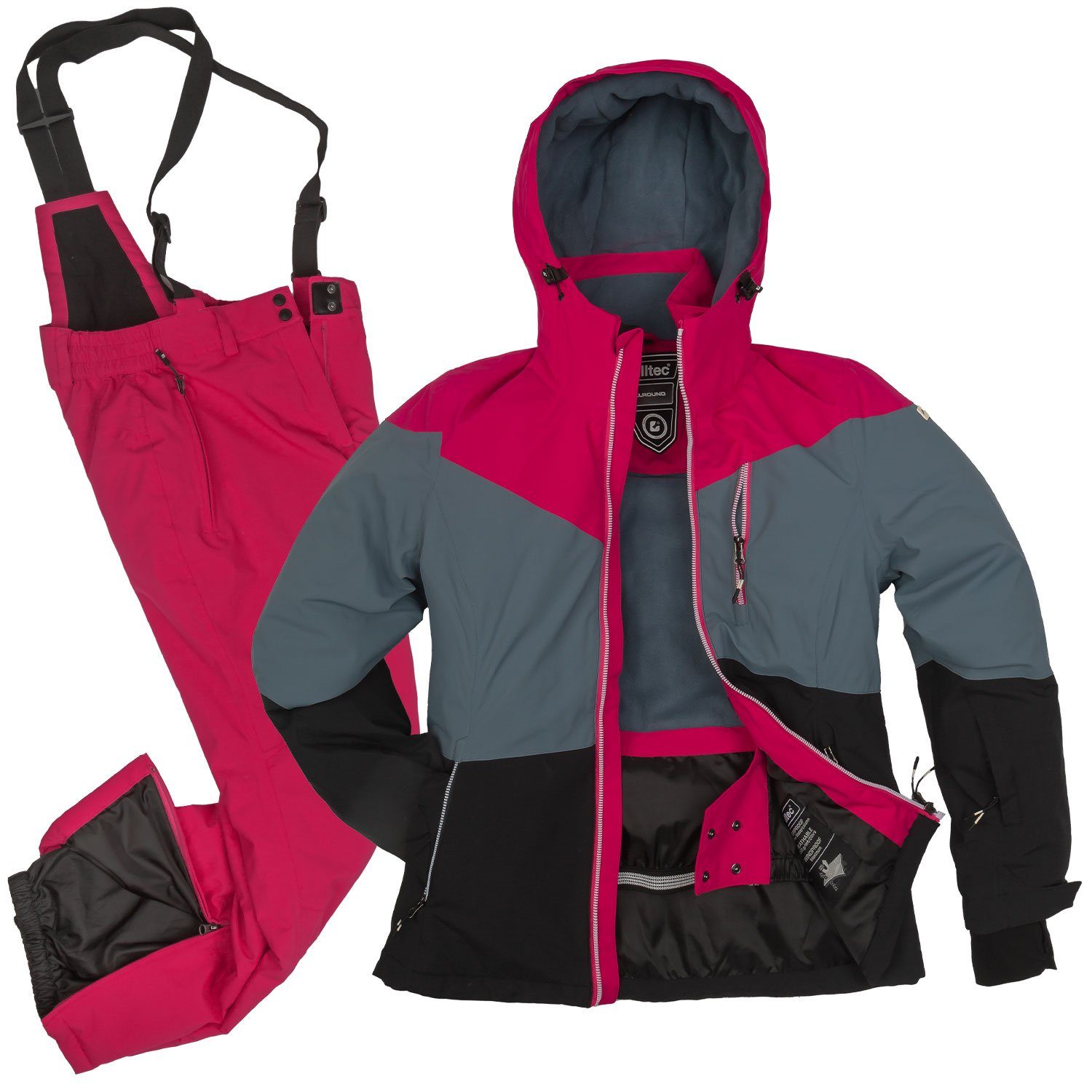 Killtec Skianzug Damen Skijacke blau-grau + Skihose pink (Gr. 44)