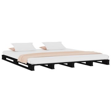 furnicato Bett Palettenbett Schwarz 120x200 cm Massivholz Kiefer