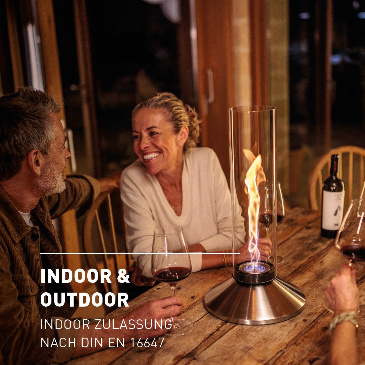 höfats Tischfeuer SPIN X (Packung, rauchfreie Tischfeuerstelle für Indoor und Outdoor), Feuerschale mit Flammenwirbel für Tischdeko, wärmende Feuersäule