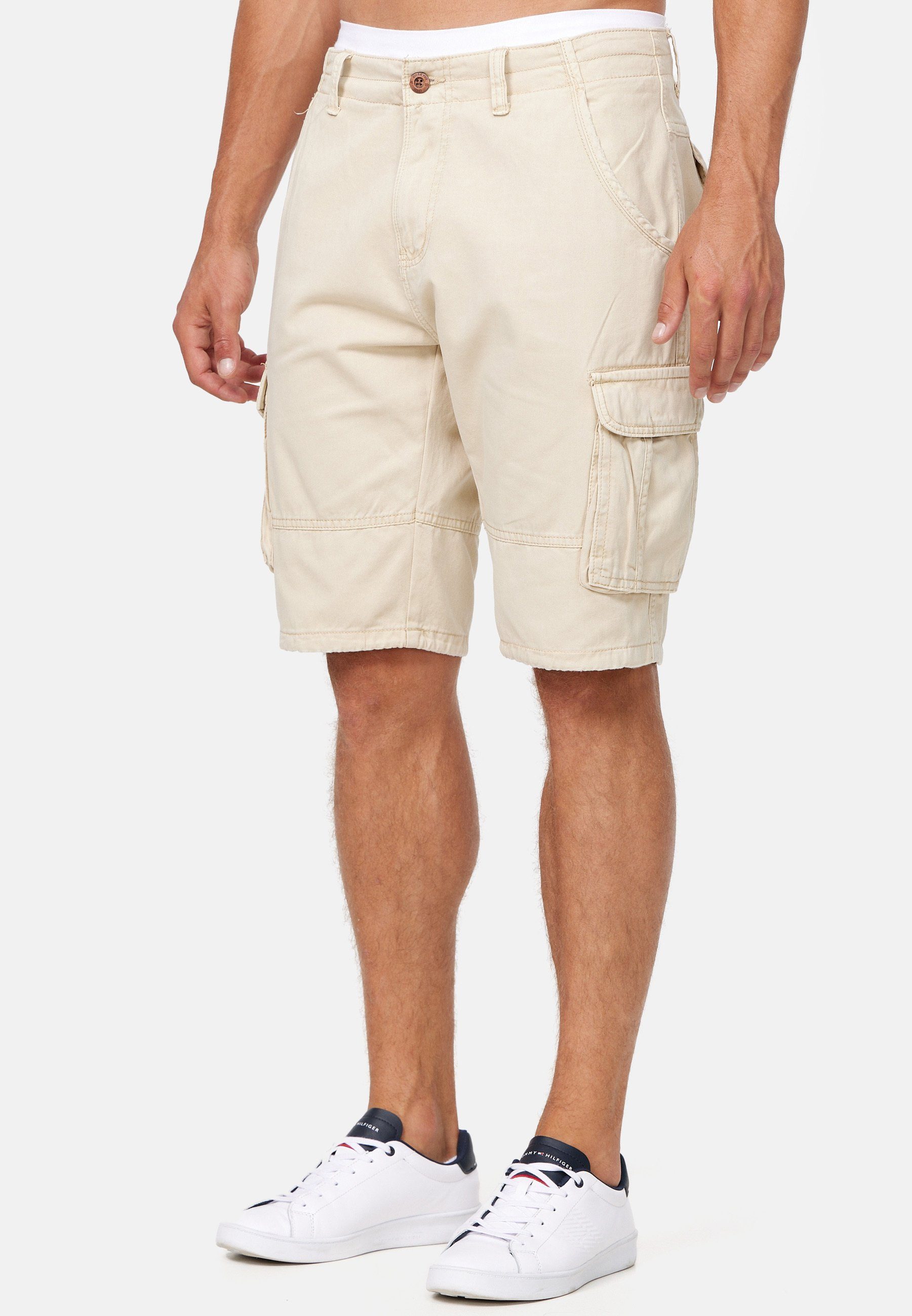 Indicode Cargoshorts Herren Monroe Cargo Cargo Shorts Herrenshorts mit 6 Taschen inkl. Gürtel