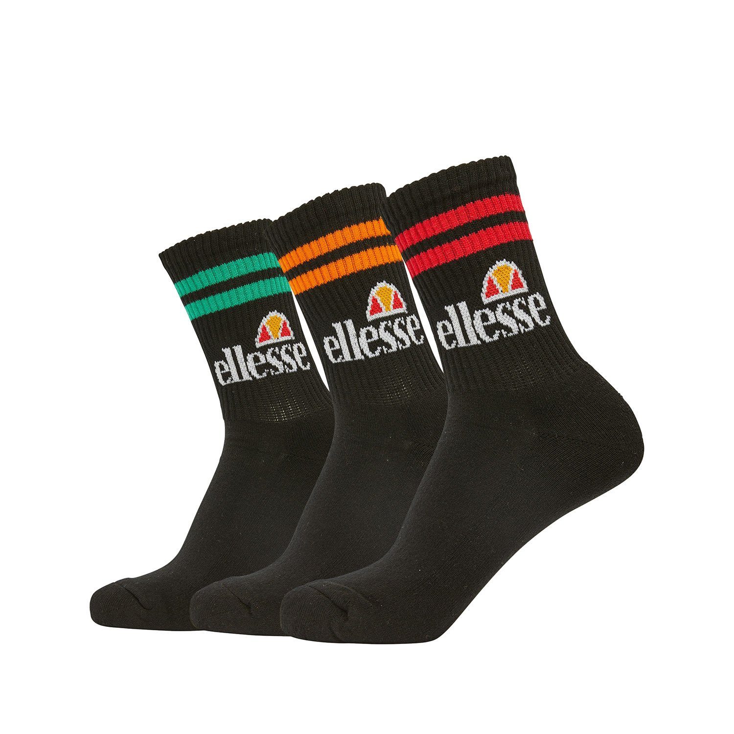 Ellesse Sportsocken Unisex Sportsocken - Paar 3 Schwarz/Bunt Tennissocken PULLO