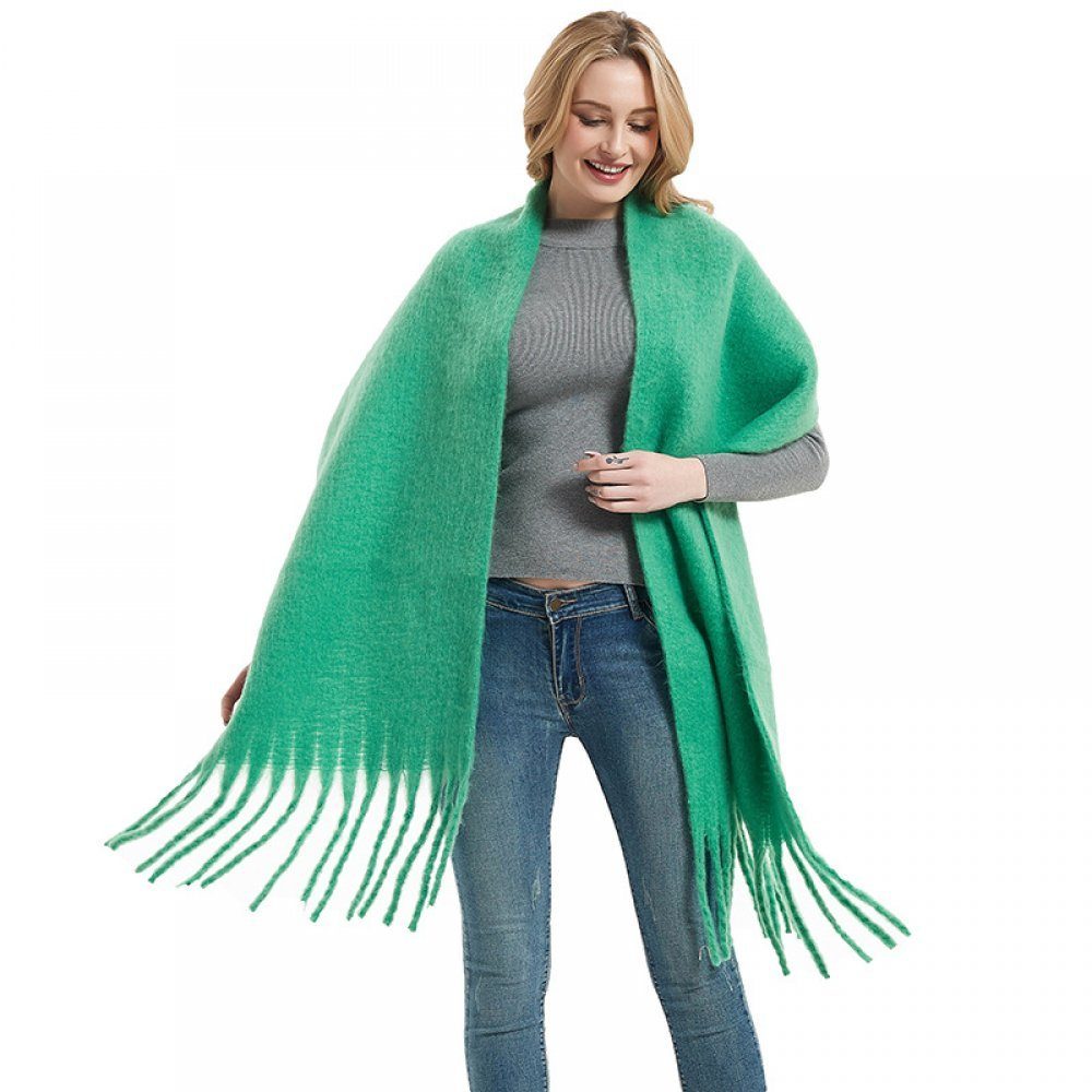 grüne Invanter Gras Mit einer Frauen lange Quaste Bart Geschenktüte Schal Schal, dicke