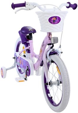 Volare Kinderfahrrad Disney Wish Kinderfahrrad, lila, 16 Zoll, (1-tlg), Handbremse, Rücktrittbremse, abnehmbare Seitenräder, Reflektoren, Korb