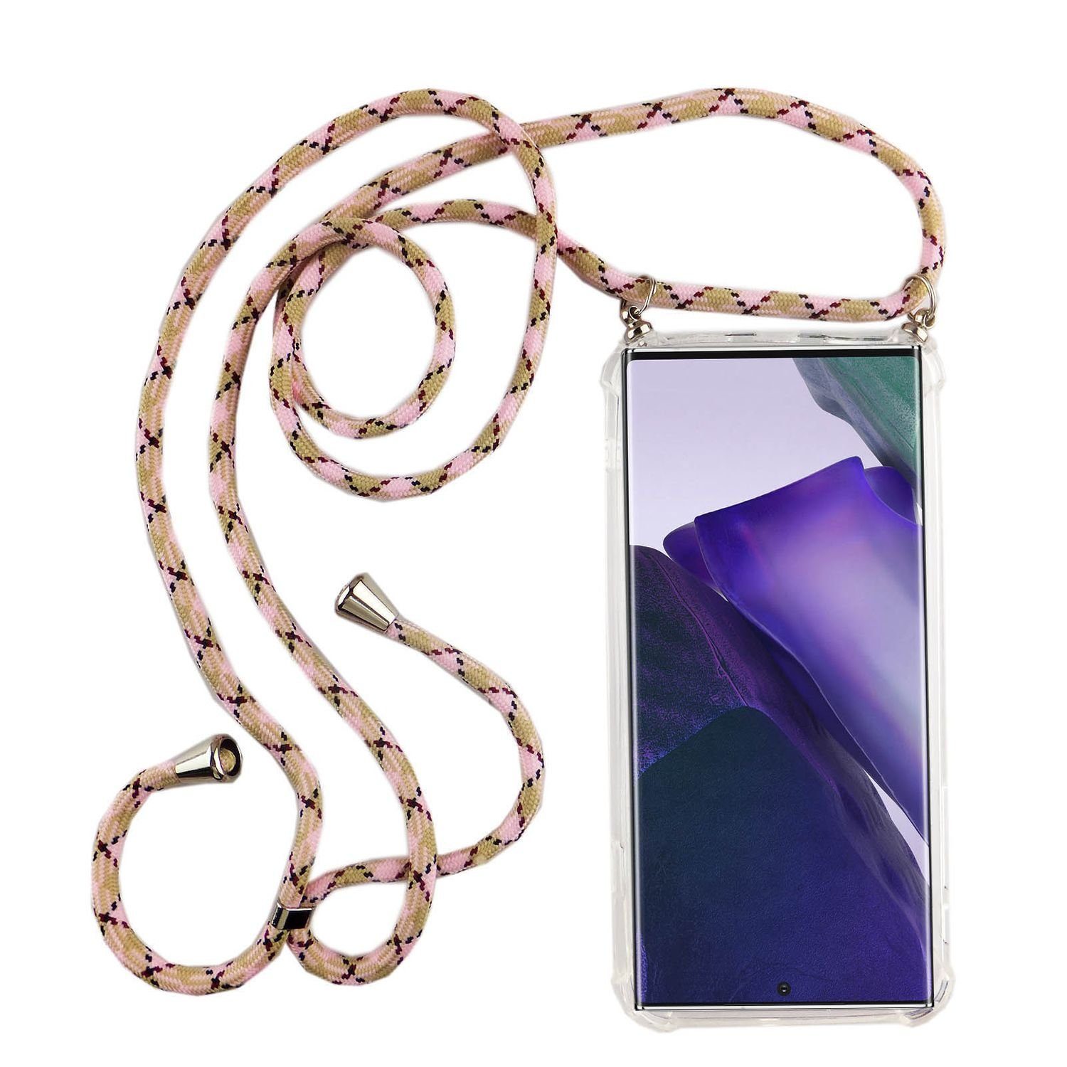 König Design Handyhülle Samsung Galaxy Note 20 Ultra, Samsung Galaxy Note 20 Ultra Handykette Handyhülle Umhängetasche Transparent
