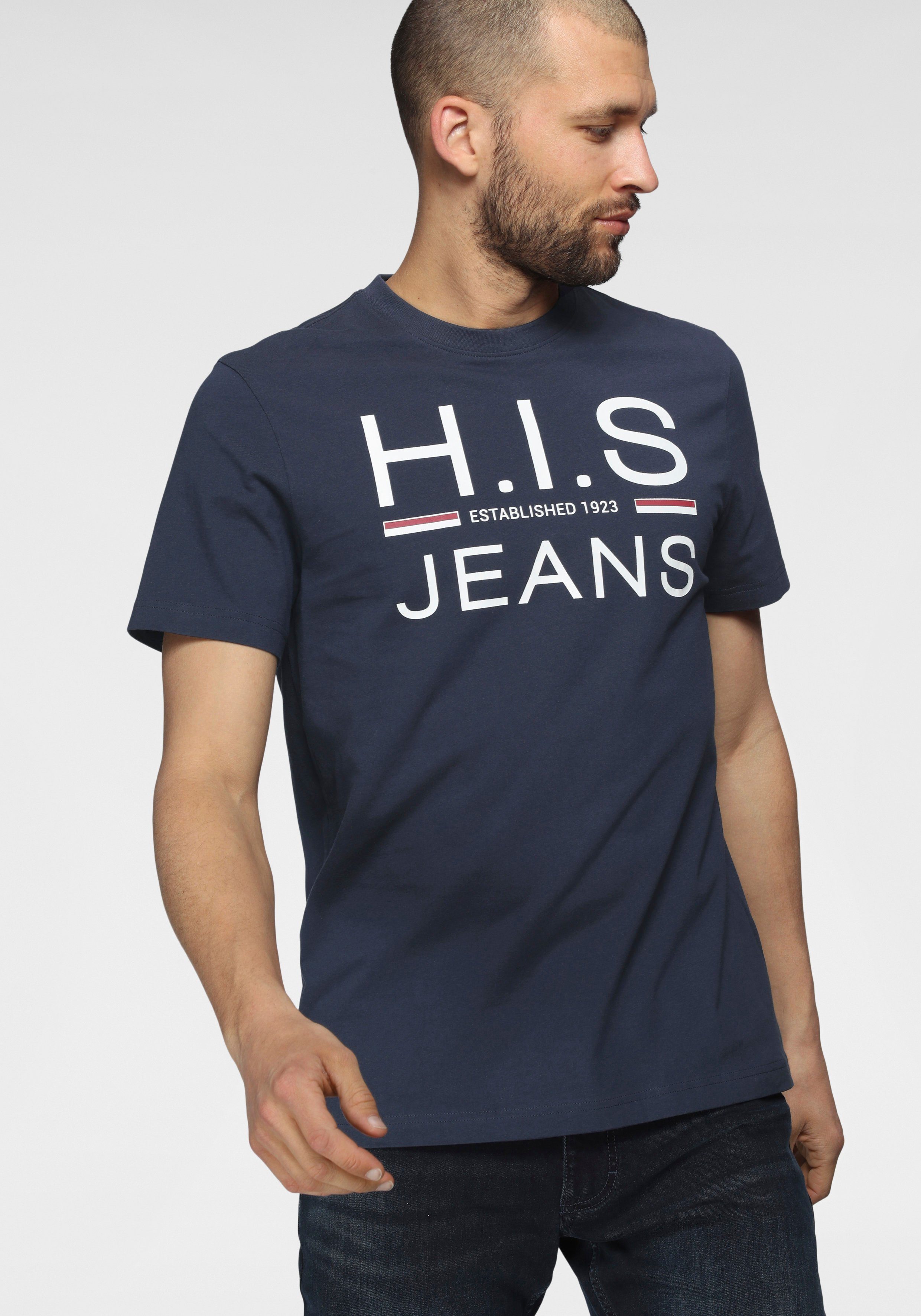H.I.S Rundhalsshirt (Packung, 2er-Pack) schmal geschnitten, bedrucktes Design, Rundhals, aus Baumwolle