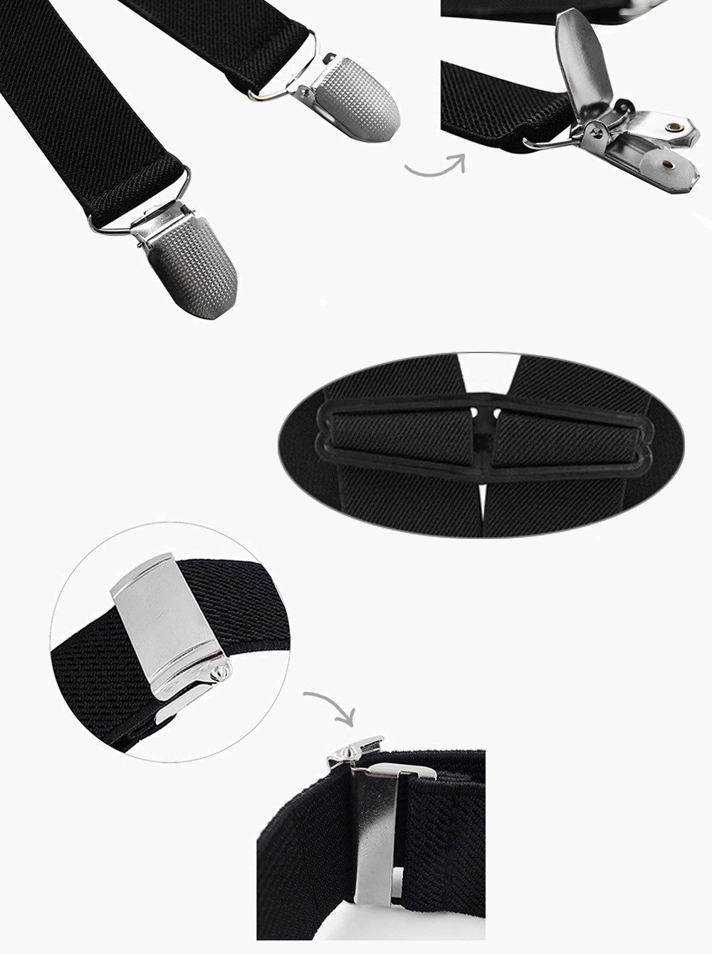 axy Hosenträger Herren Hosenträger 4 Stabile Clips H-Form 2,5cm Breit verstellbar und elastisch 120cm Lang