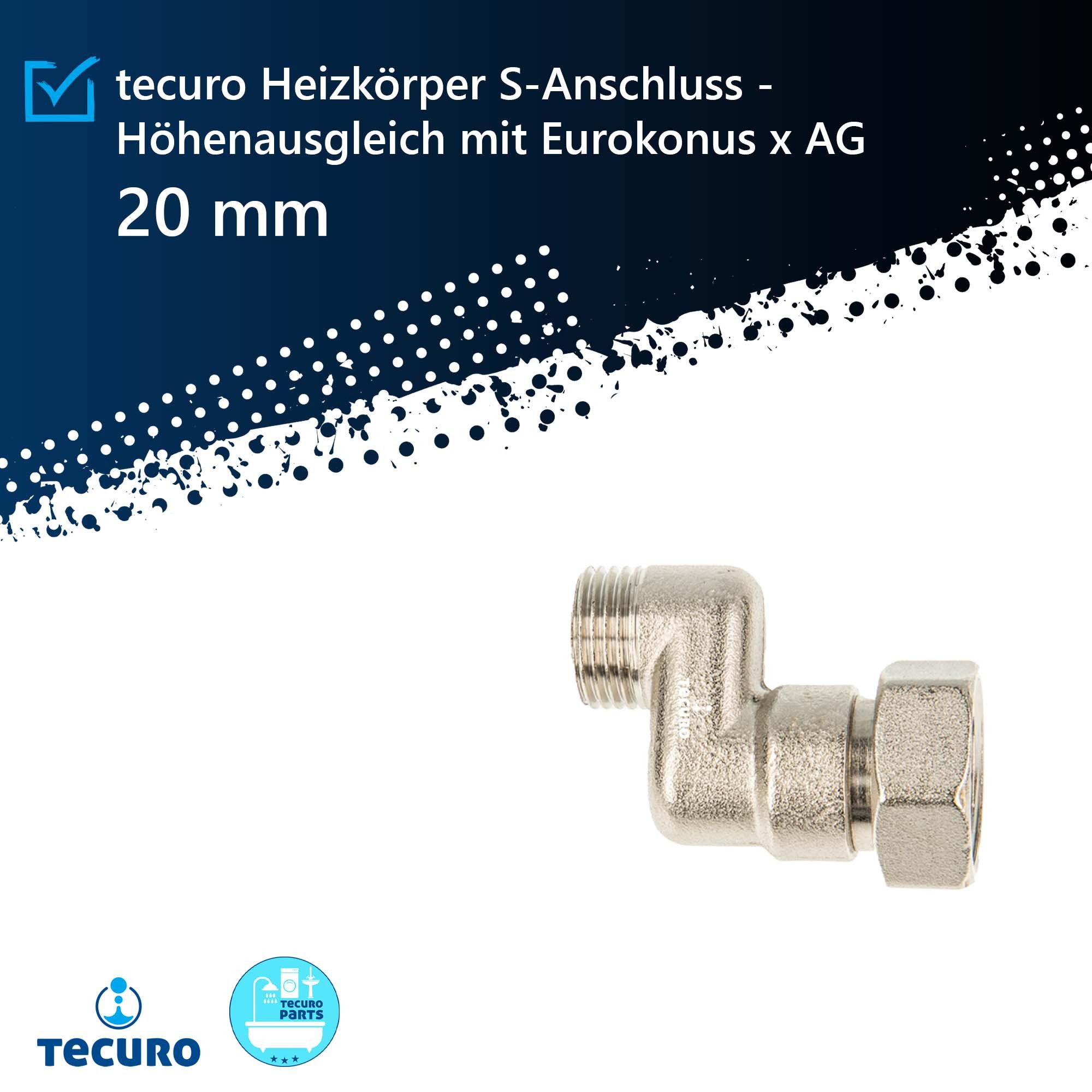 tecuro Heizkörper Heizkörper S-Anschluss - 10 mm Höhenausgleich mit Eurokonus x AG – Bild 2 von 5