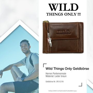 Wild Things Only !!! Geldbörse Wild Things Only Brieftasche RFID Blocker (Portemonnaie, Portemonnaie), Herren Portemonnaie Echtleder Größe ca. 11cm, braun