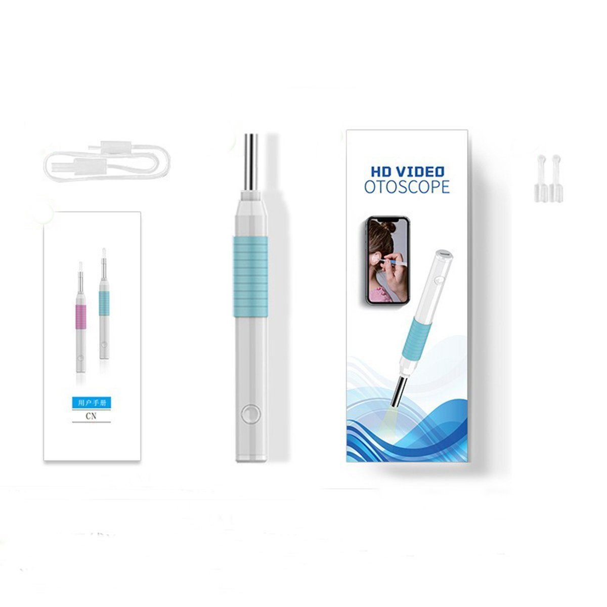 AURIVION Ohrenreiniger Ohrreiniger mit 8MP Kamera für iPhone, iPad & Android, Set 4-tlg., Ohrkamera Ohrreiniger für präzise & hygienische Ohrenpflege, Visueller Ohrenschmalz Entferner Otoskop für sichere Reinigung