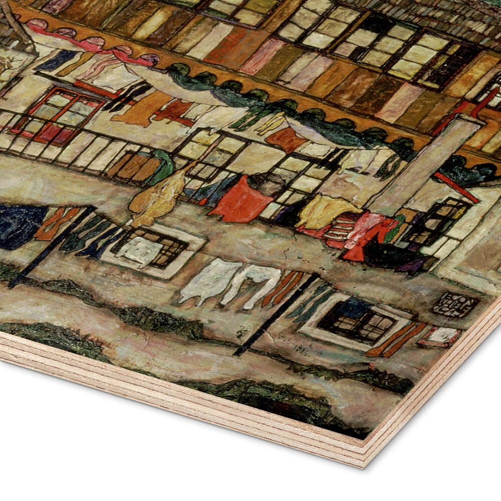 Posterlounge Wandbild Haus mit trocknender Wäsche, 1917, Egon Schiele, erhältlich als Poster, Leinwandbild, Wandsticker oder Acrylglasbild
