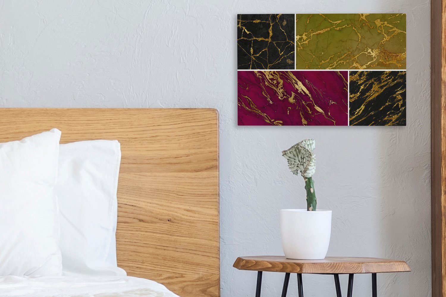 Wanddeko, Leinwandbild Wandbild 30x20 St), OneMillionCanvasses® Aufhängefertig, (1 - cm Gold Leinwandbilder, Marmor Luxus, -