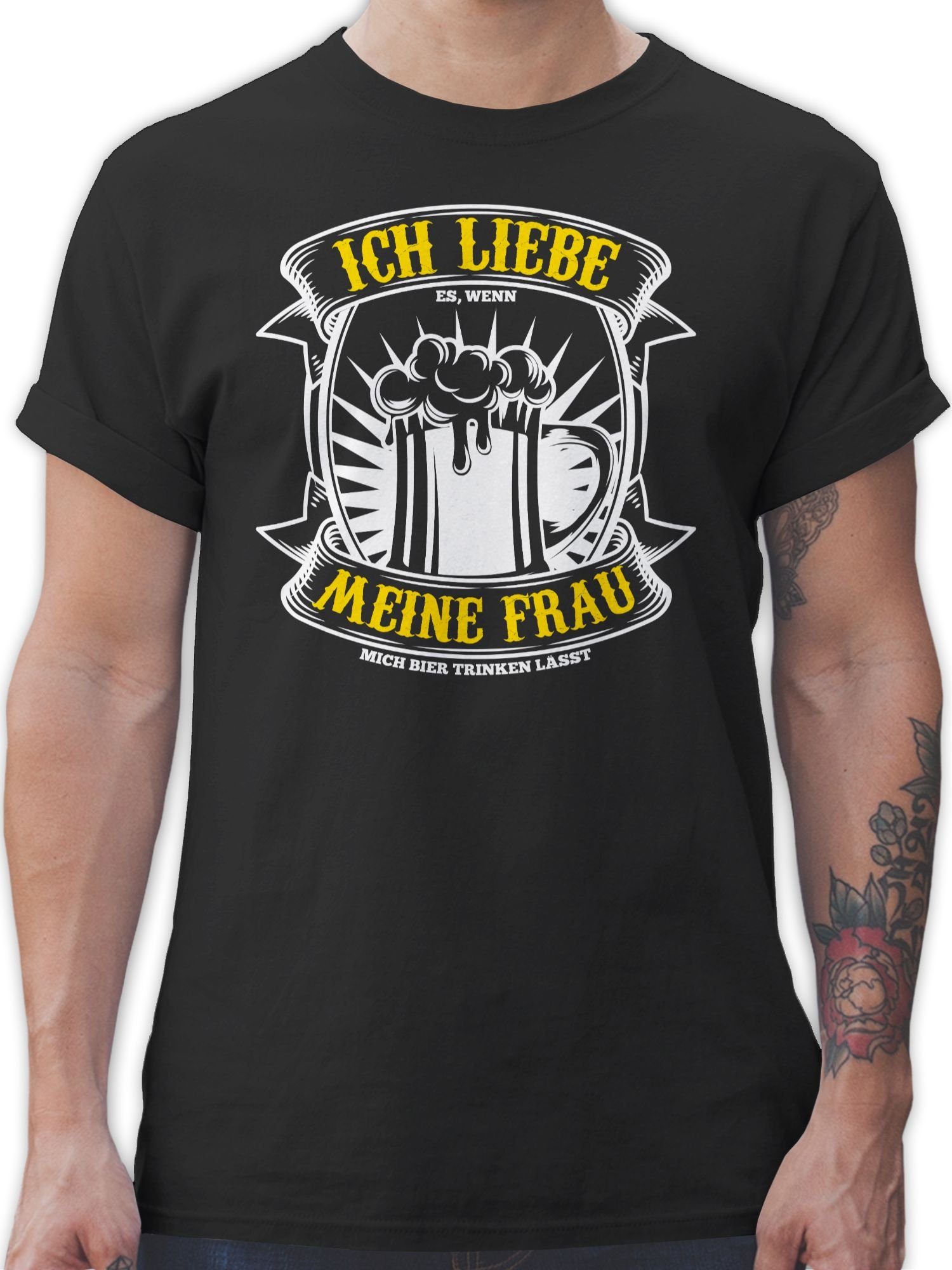 lässt Bier trinken 2 liebe Shirtracer & Männer Ich wenn Geschenke mich Herren Frau Schwarz T-Shirt es meine