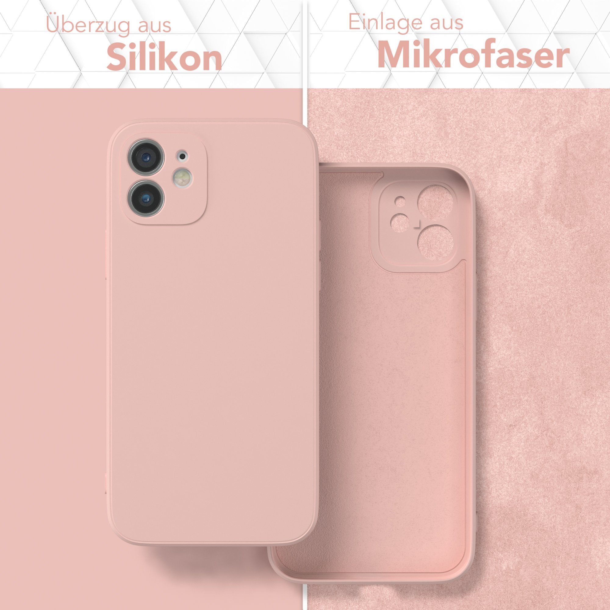 EAZY CASE Handyhülle für Apple iPhone 12 Hülle Silikon 6,1 Zoll, Hülle mit Kameraschutz Bumper Case silikonschutzhülle Rosa / Altrosa