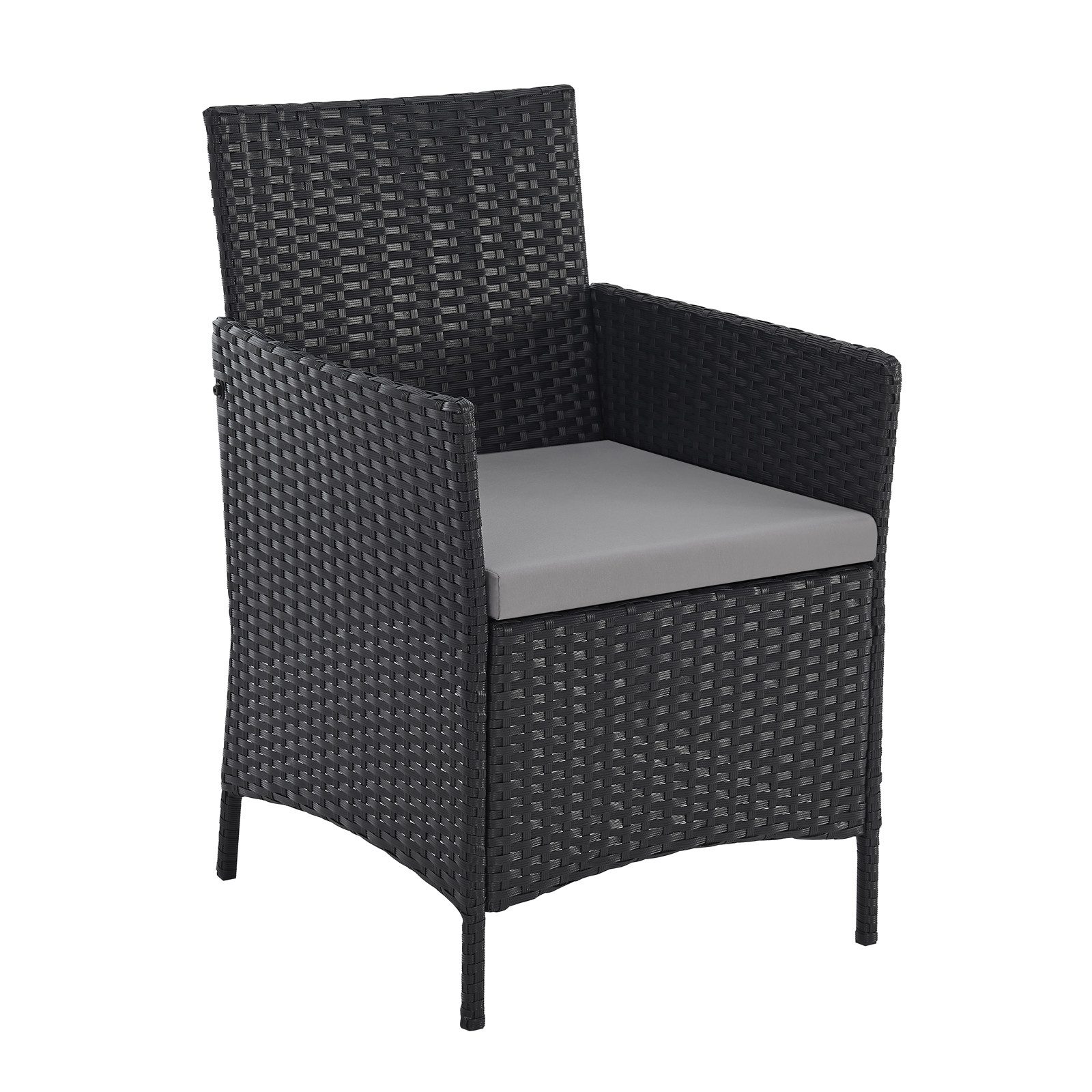 SVITA Balkonset BROOKLYN BISTRO, (Set (3-tlg), 1 Tisch, 2 Stühle), Sitzgruppe, Polyrattan, inkl. Kissen, Schwarz