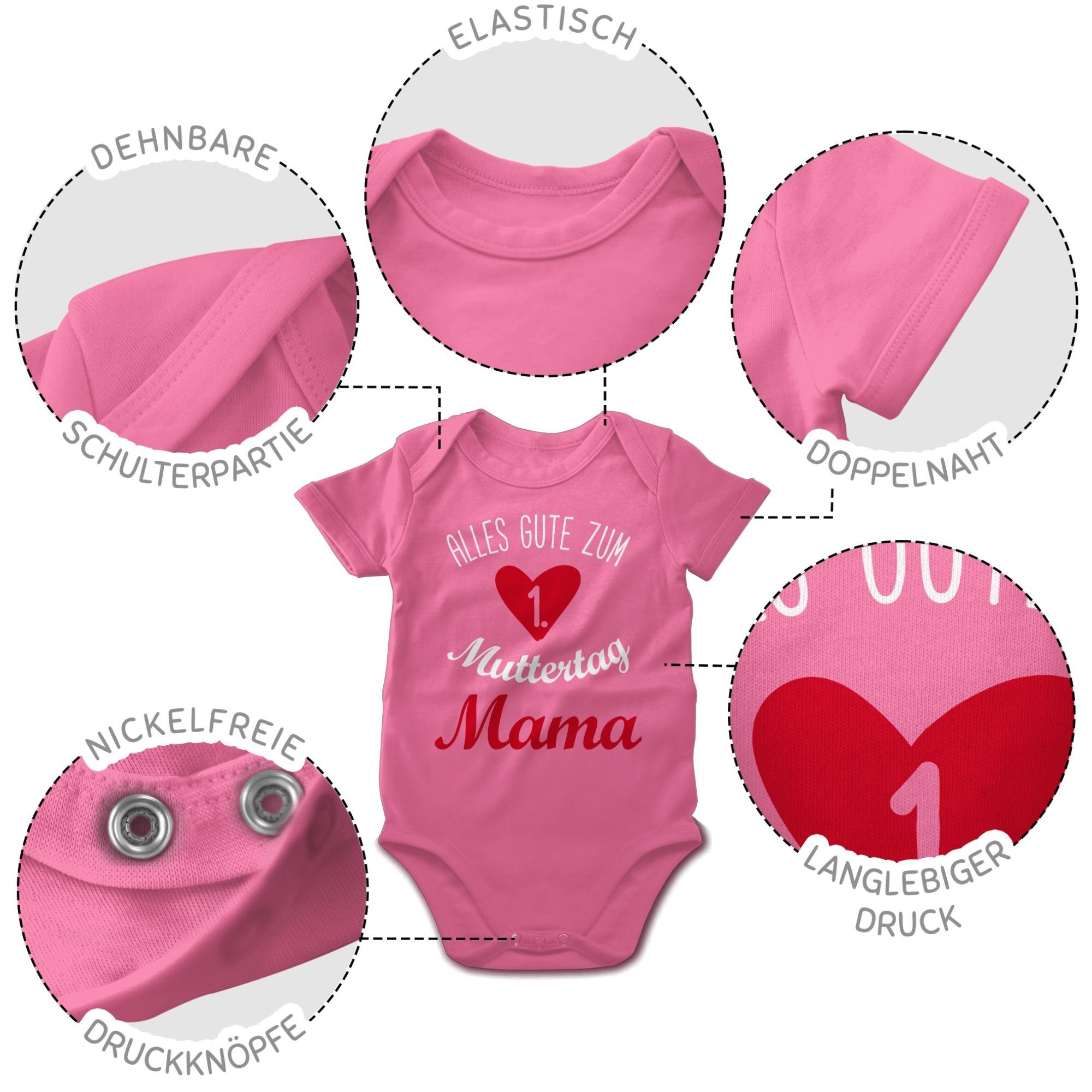 Shirtracer Shirtbody Erster - (1-tlg) Muttertag Muttertagsgeschenk 1. 2 gute zum Alles Pink Muttertag