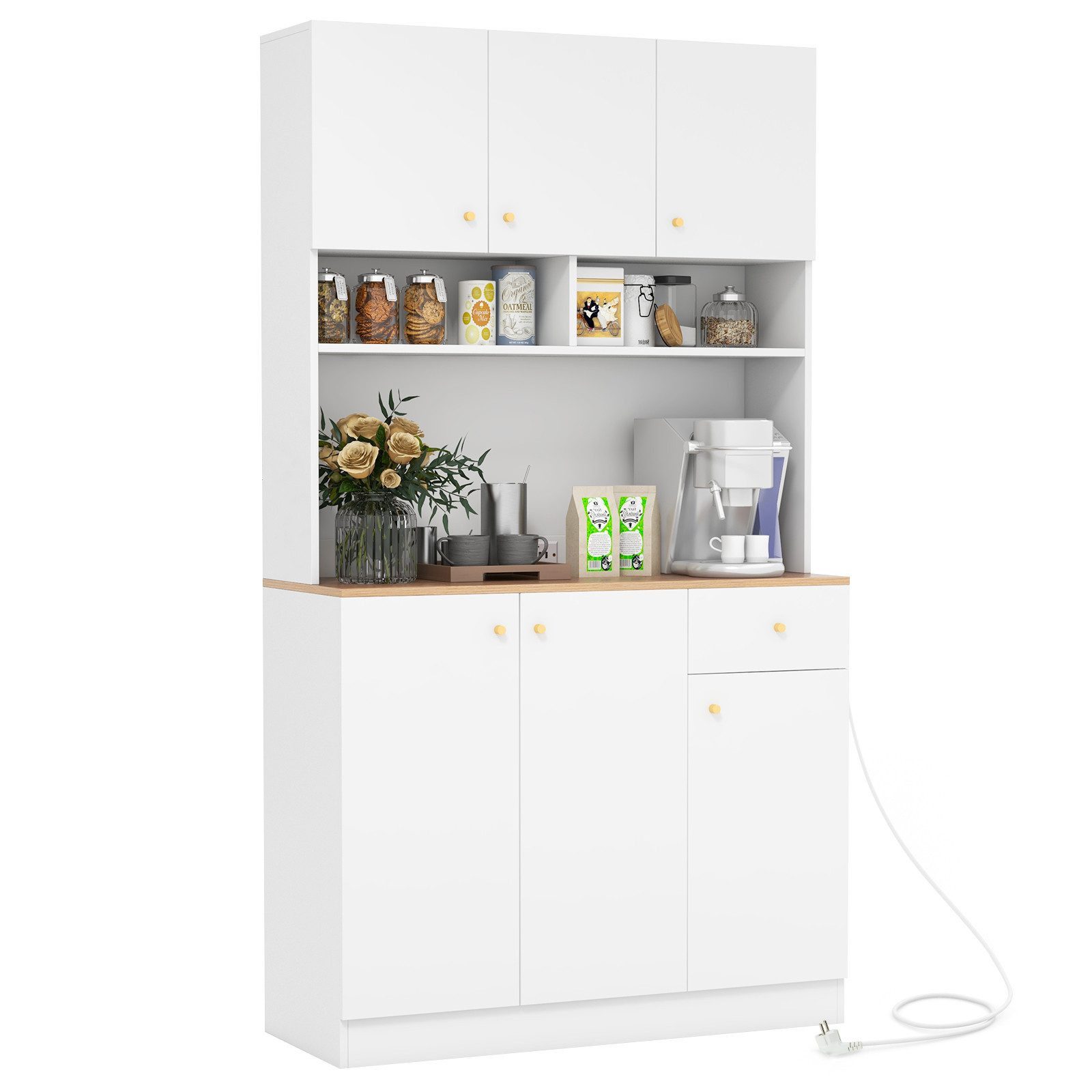 COSTWAY Küchenbuffet Schrank mit Arbeitsplatte, Stauraum, günstig online kaufen
