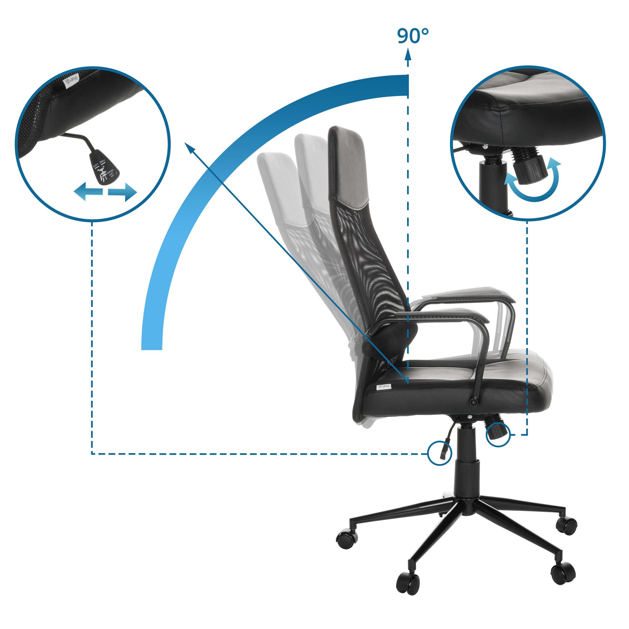 MyBuero Chefsessel Home Office Chefsessel Marcoz Stoff / Netzstoff, Drehstuhl Bürostuhl ergonomisch