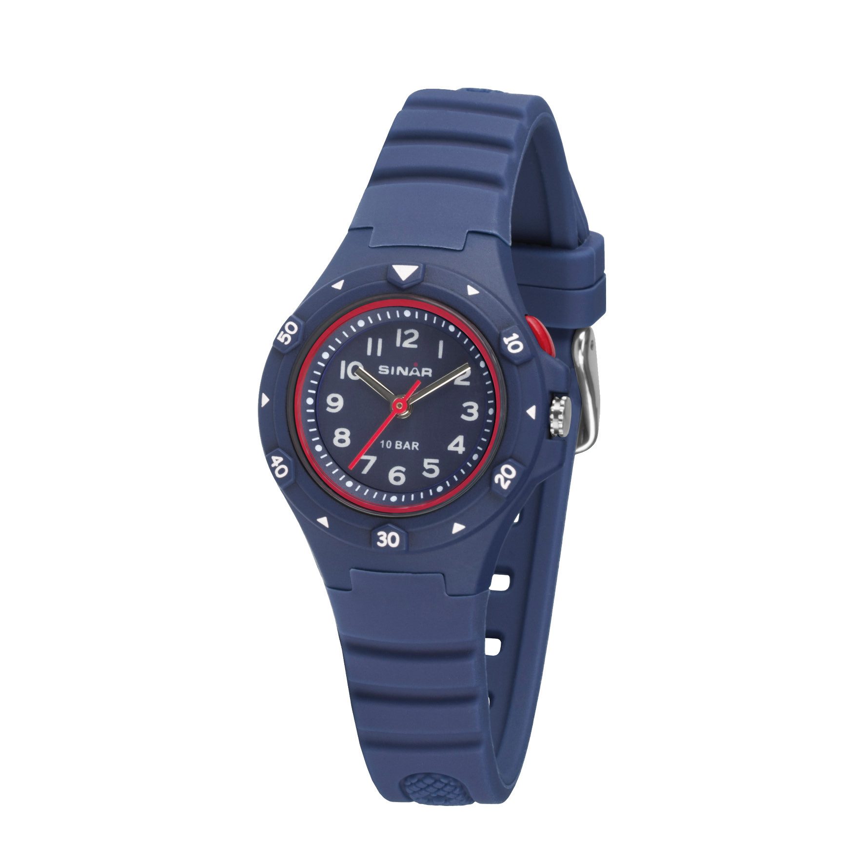 SINAR Quarzuhr XB-19 Jugenduhr Sportuhr Silikonband 10bar, analog sportlich modern Geschenkidee Jugend Kids Ø 30 mm