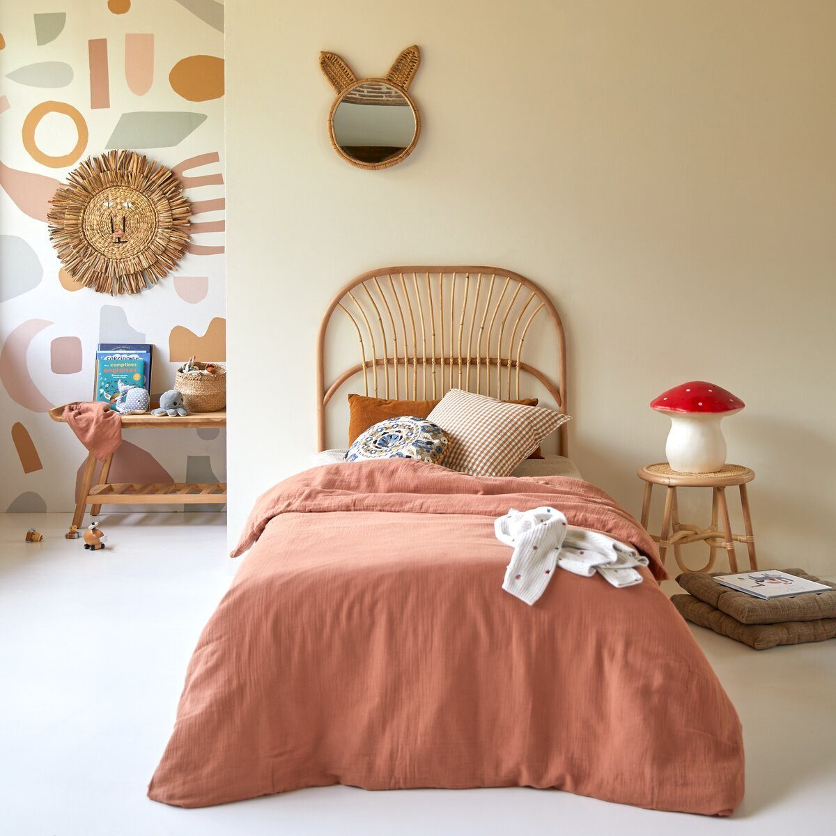 Tikamoon Kinderbett Kinderbett-Kopfteil aus Rattan 90 cm