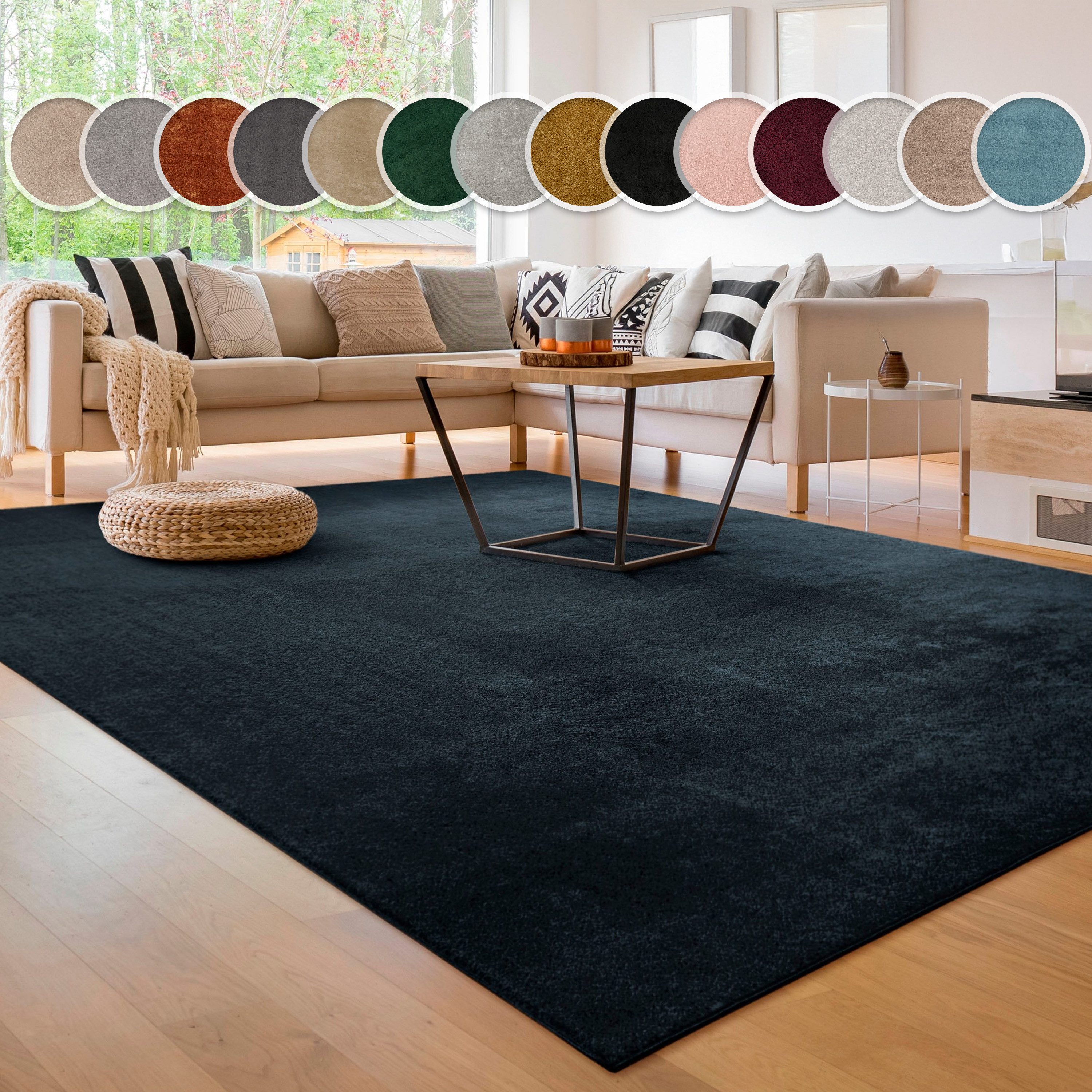 Paco Home Teppich Cadiz 630, rechteckig, Höhe: 14 mm, Uni-Farben, besonders günstig online kaufen