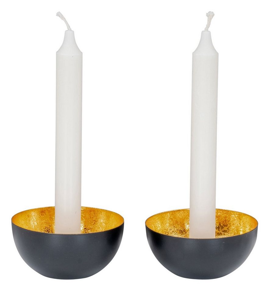 Levandeo® Kerzenständer, 2er Set Kerzenhalter Schwarz Gold Metall  Kerzenständer Tischdeko