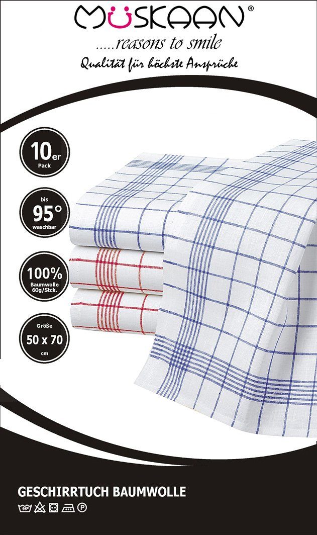 GTS Textile 4 life Spültuch 10er Set Geschirrtücher 100% Baumwolle 60g Spühltuch Küchentücher Abwaschlappen, (10-tlg) blau/rot