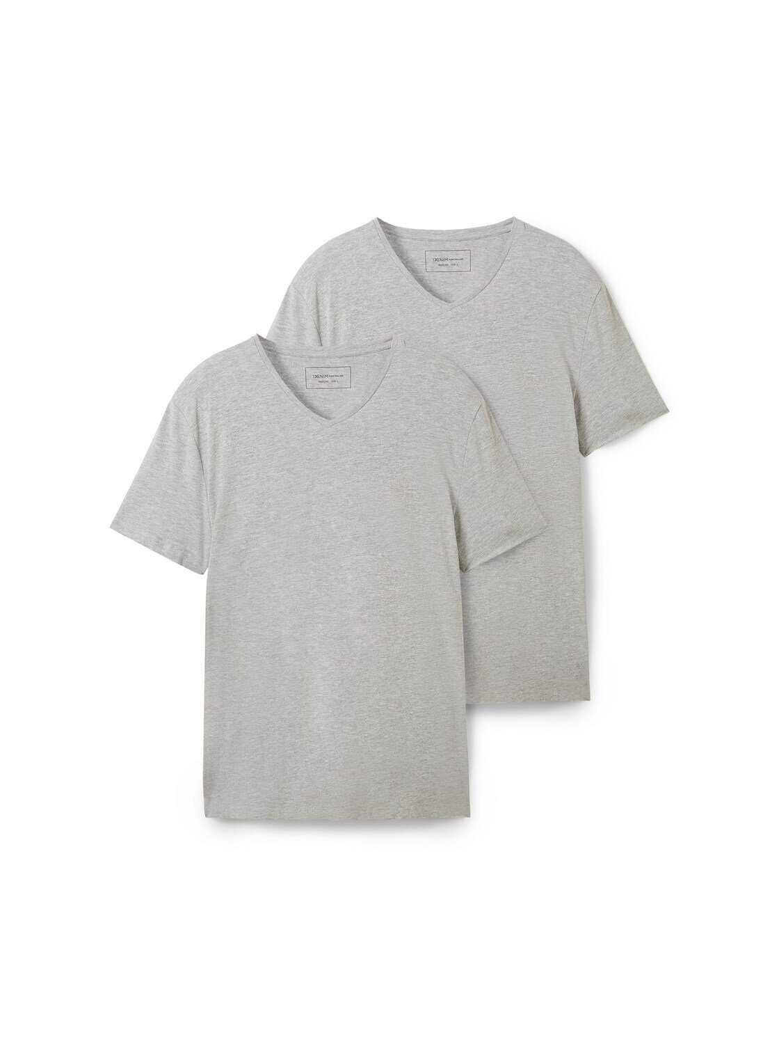 TOM TAILOR Denim Melange Viskose T-Shirt Doppelpack Doppelpack) im mit T-Shirt (im Grey Middle