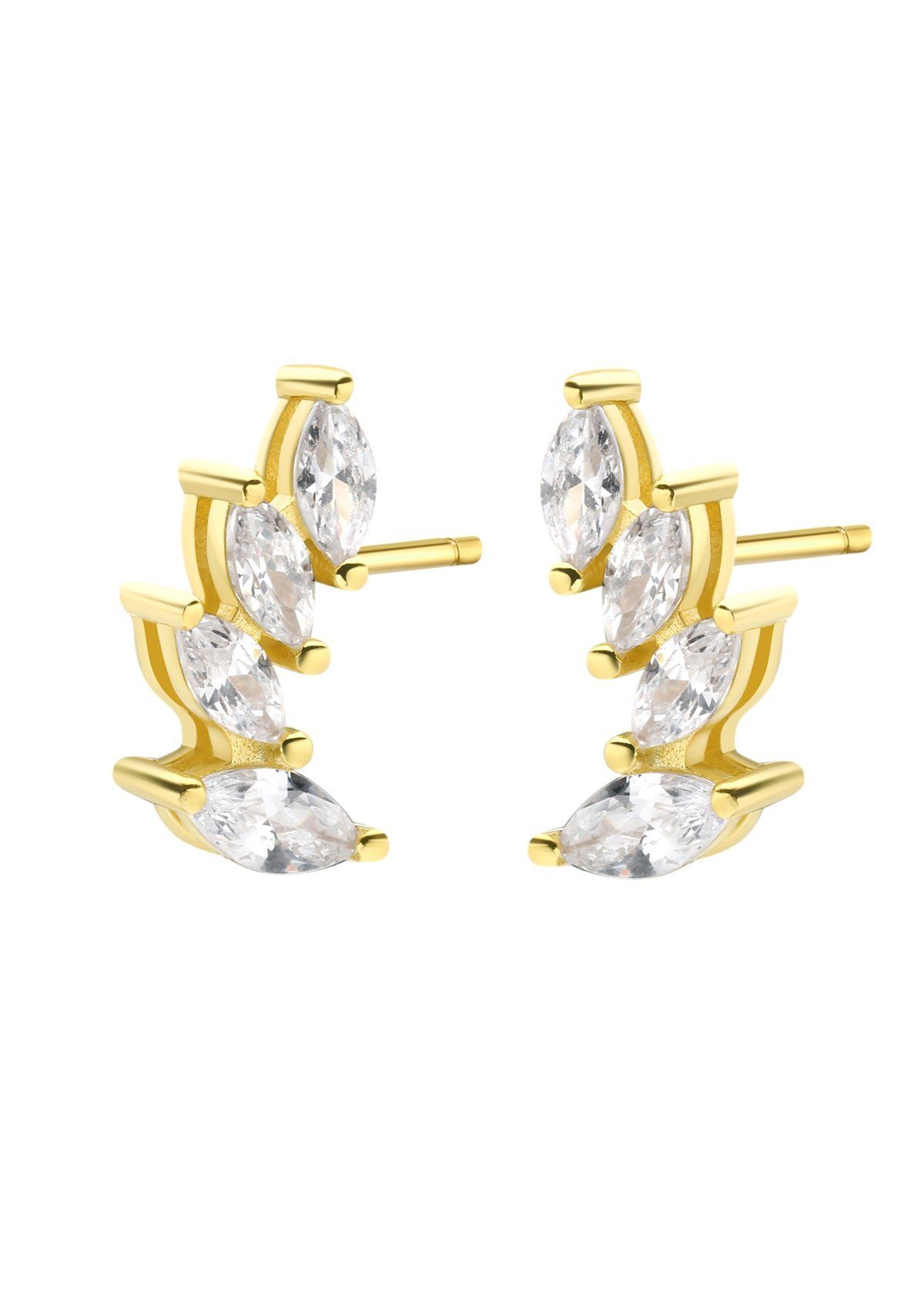 Hey Happiness Paar Ohrstecker Silber 925 mit Zirkonia, Gebogene Silber Dame günstig online kaufen