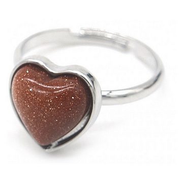 KARMA Fingerring Damenring Silber Edelstahl Bronze braun Herz verstellbar Herzring, Ring Damen Silberring Fingerring