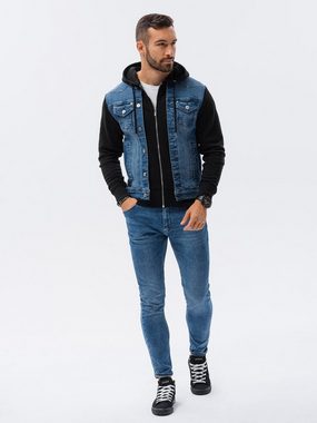 OMBRE Jeansjacke Denim-Katana-Jacke für Männer mit Kapuze