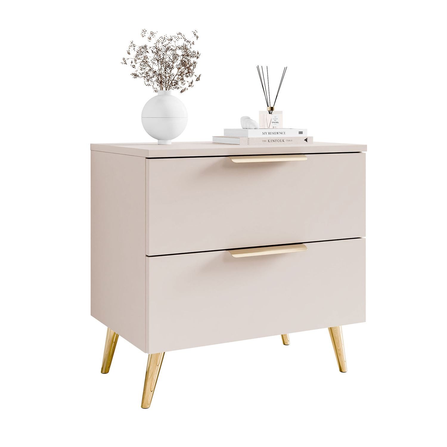 Lookway Nachttisch LINA Kaschmir 2S auf Füßen mit LED-Beleuchtung (1x Nacht günstig online kaufen