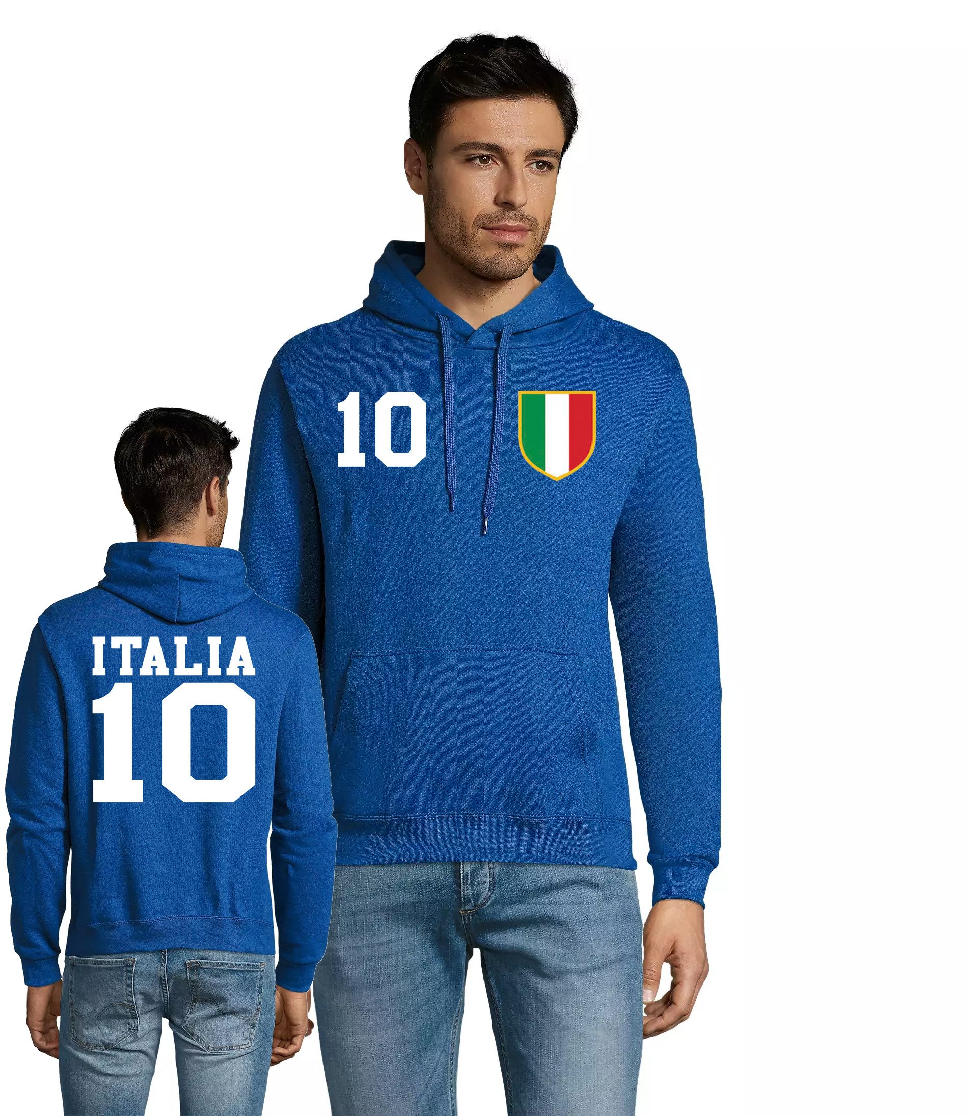 Blondie & Brownie Hoodie Herren Italien Italia 10 Sport Hoodie Pullover Fußball Mit Kapuze