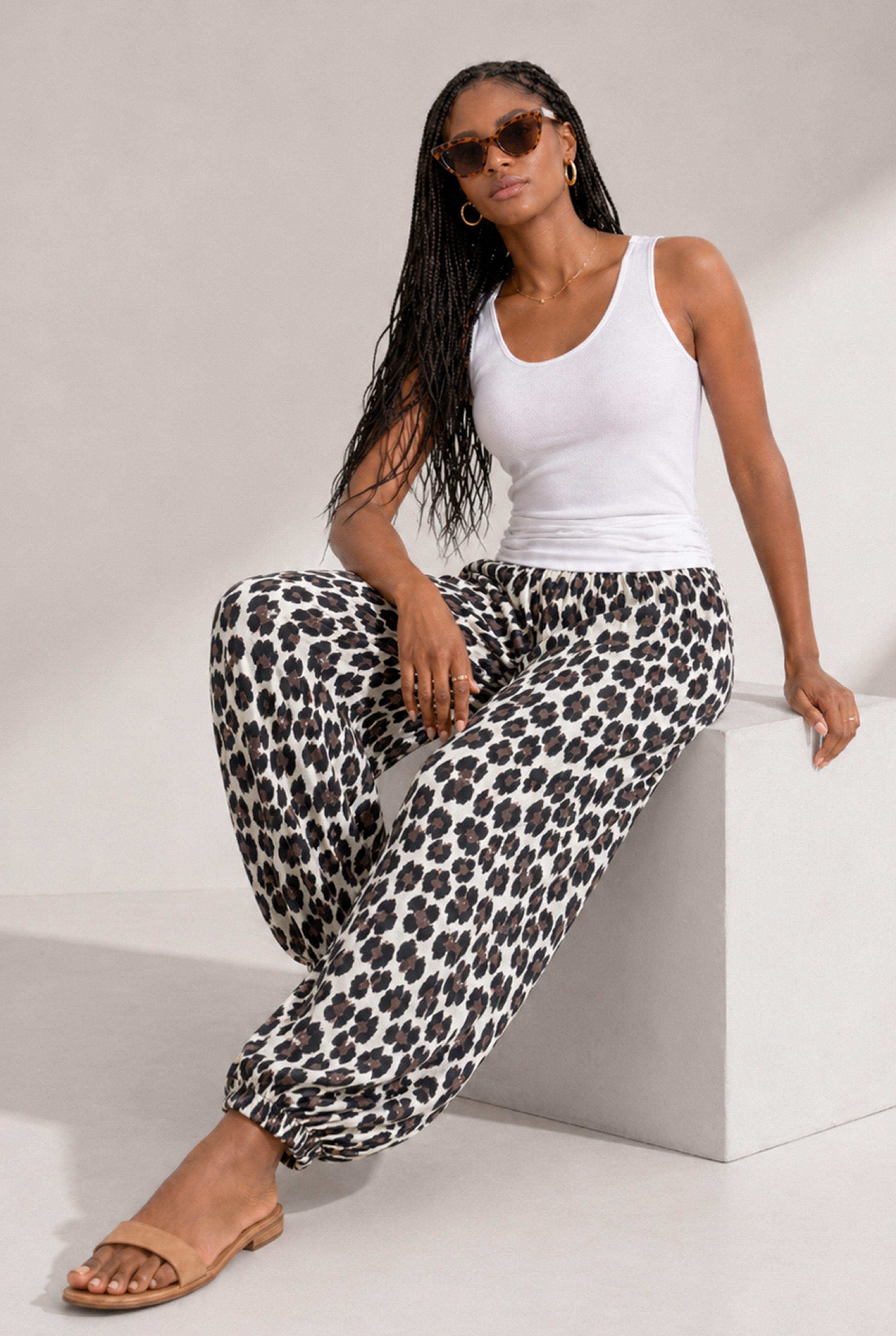 YC Fashion & Style Haremshose Pumphose Leo-Print mit breitem Komfortbund One Size 36–44