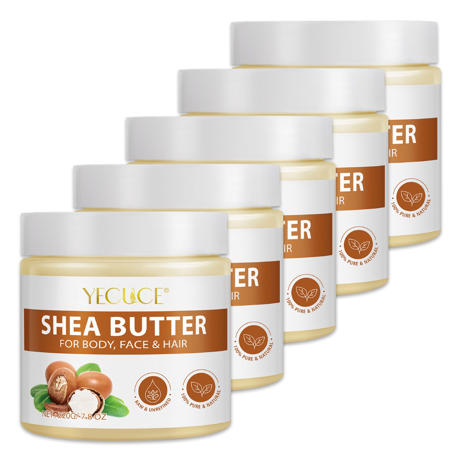 ALIVER Körpercreme Shea Butter Körperbutter 100% Rein Naturbelassen Gesicht Hautpflege, 5-tlg., Hautpflege, Tagescreme, Haarpflege, Gesichtscreme