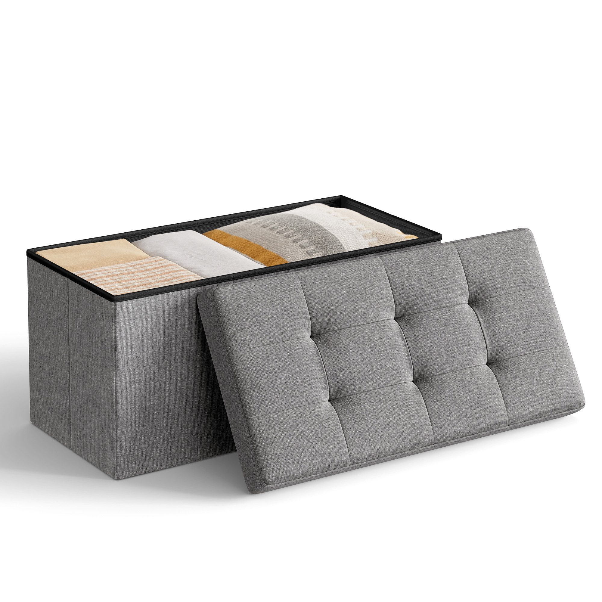 SONGMICS Sitzbank sitzhocker, 76/110cm mit Stauraum, klappbare Sitztruhe, F günstig online kaufen