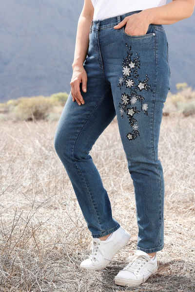 MIAMODA Regular-fit-Jeans Джинсы Straight Fit Stickerei 5-Pocket