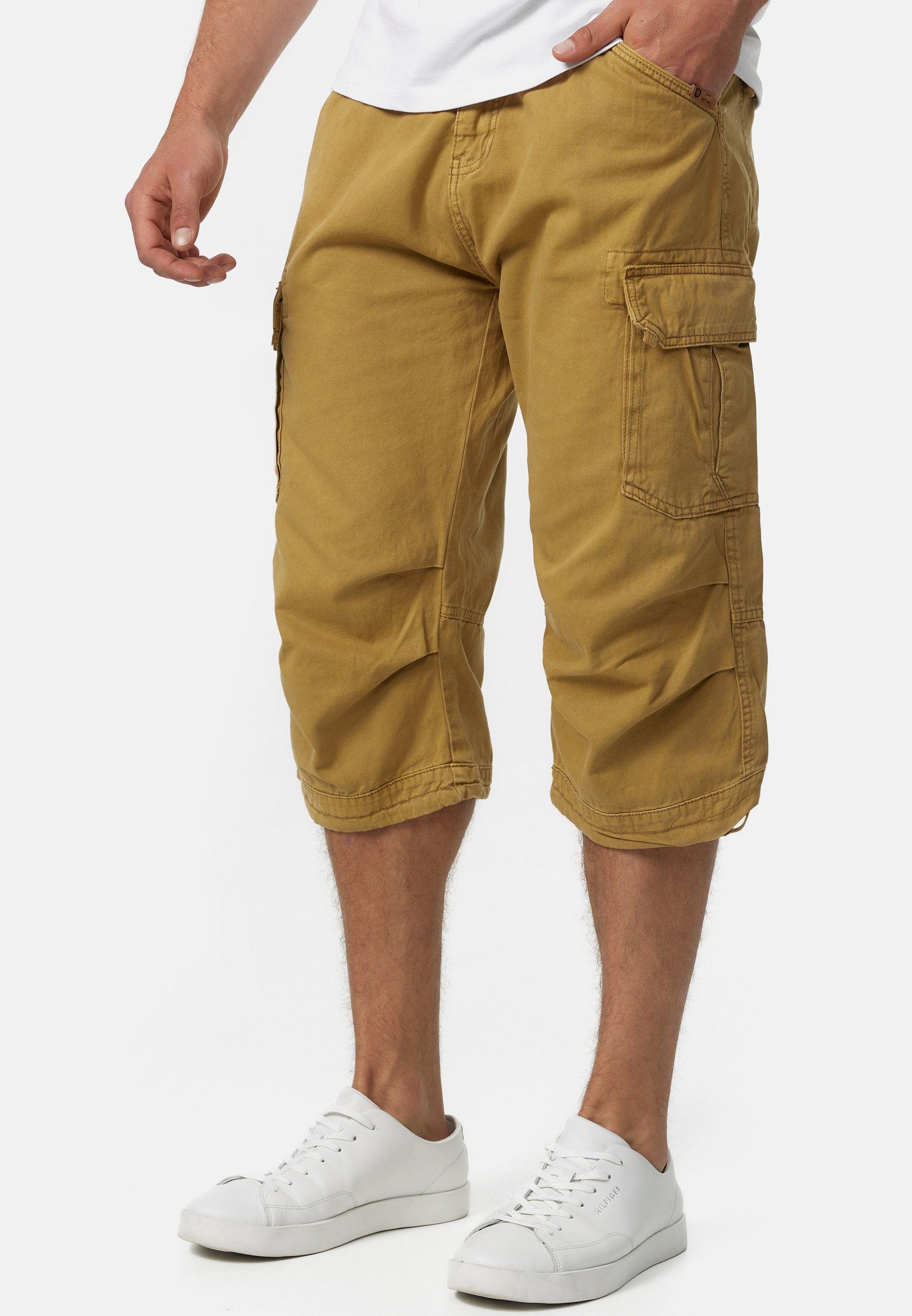 Indicode Cargoshorts Herren Nicolas Check Cargo Shorts Herrenshorts aus einer robusten Materialmischung