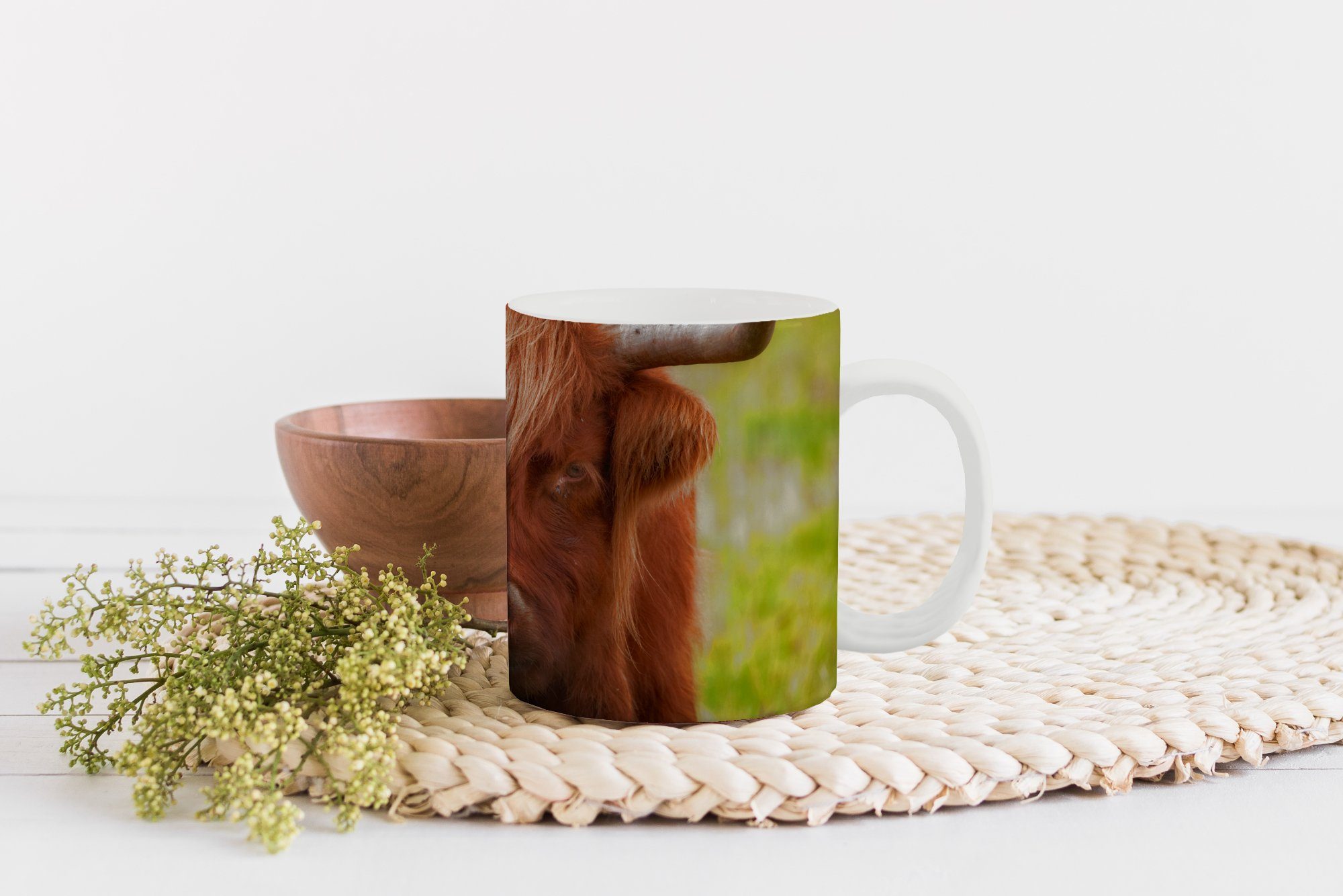 Tiere, Geschenk - Keramik, MuchoWow Tasse Kaffeetassen, Highlander Becher, Orange Teetasse, Schottischer Teetasse, -