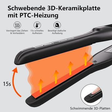 DSHOW Glätteisen Mini Haarglätter locken und glätten 2 in 1 Keramik-Beschichtung, mit LED-Anzeige Temperatur 120°C/140°C/160°C/180°C/200°C/220°C