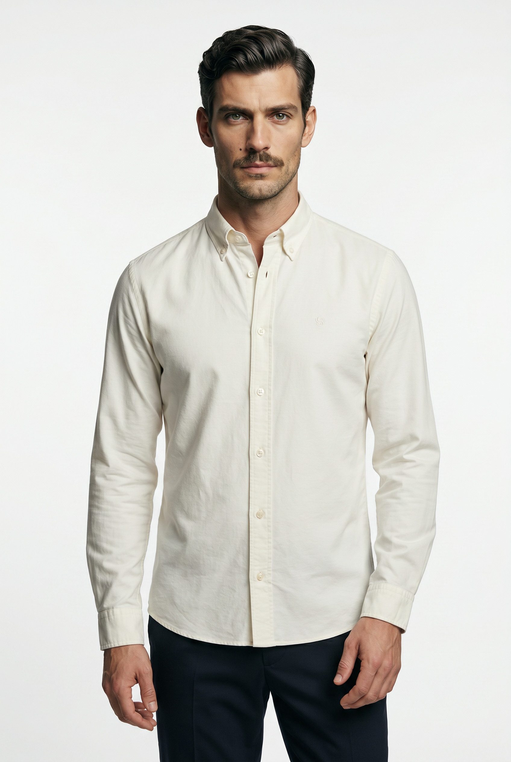 BOSS Langarmhemd Button-down-Kragen, Regular Fit, reine Baumwolle