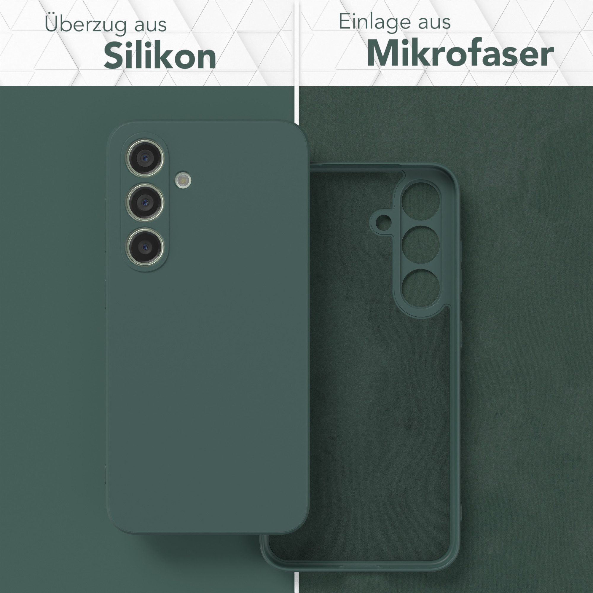 EAZY CASE Handyhülle für Samsung Galaxy S24 Hülle Silikon 6,2 Zoll, Silikon Schutzhülle mit Kameraschutz kratzfestes Bumper Nachtgrün – Bild 3 von 5