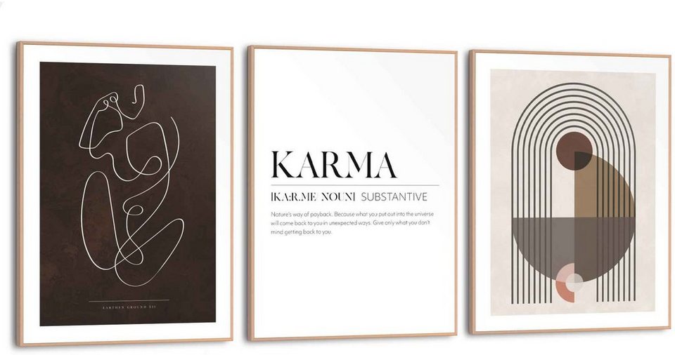 Reinders! Wandbild Abstrakt Linien - Formen - Frau - Karma, (3 St)